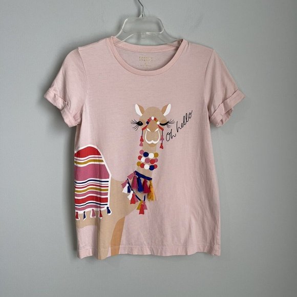 kate spade Tops - Kate Spade Broome Street Pink Embellished Oh Hello Camel Top